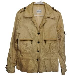 Tuzzi Button Front Lightweight Utility Style Relaxed Fit Jacket - Sz 12